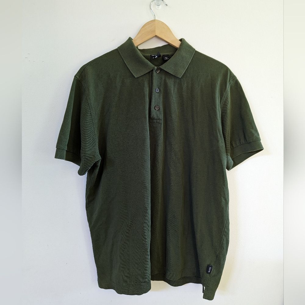 Hugo Boss Pima Cotton green polo short sleeve shirt *estimated M Medium